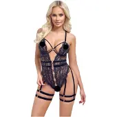 Cottelli - öppen body med remmar - svart - L