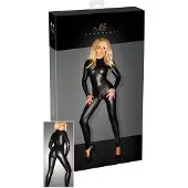 Noir Handmade - långärmad catsuit dam - glansig svart - XL
