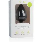 EasyToys Diamond - analplugg med vit sten - stor - svart