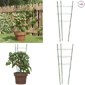 vidaXL Växtstöd med 3 ringar 5 st grön 45 cm stål