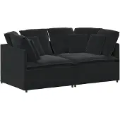 vidaXL Modulsoffa med kuddar sammet svart