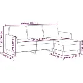 vidaXL 3-sitssoffa med fotpall gräddvit 180 cm konstläder