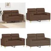 vidaXL 2-sits soffa med prydnadskuddar brun 120 cm tyg