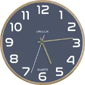 Unilux 400165110, Vägg, Analogt ur, Rund, Bok, Blå, Trä, Glas