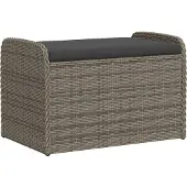 vidaXL Förvaringsbänk med dyna grå 80x51x52 cm konstrotting