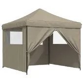 vidaXL Pop-Up hopfällbart partytält med 4 sidoväggar taupe
