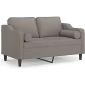 vidaXL 2-sits soffa med prydnadskuddar taupe 120 cm tyg