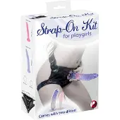 You2Toys - strap-on set - dubbeldildo kit - svart