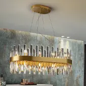 Schuller Valencia Glas pendellampa Grace, Mässing / guld, Vardagsrum / matsal, Metall, Pendellampa