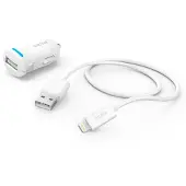 Hama Essential Line - Strömadapter för bil - 12 Watt - 2.4 A - Fast Charge (USB) - på kabel: Lightning - vit