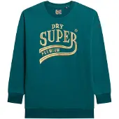 Superdry för kvinnor. W8011755A Klänning i sweatshirtmaterial med metallic Luxe-logotyp grön (XXS/XS), Casual, Bomull, Lång ärm, Hållbar