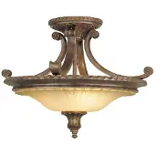 Elstead Lighting Taklampa Stirling, dimbar, Brun / mässing, Vardagsrum / matsal, Metall, Antik, Taklampa