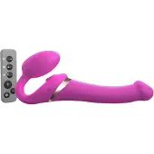 Strap-On-Me - strap-on vibrator med luftvågor - silikon rosa M
