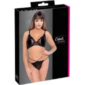 Cottelli - Transparent spets-bh set (svart)