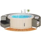 vidaXL Omslutning till Pool/Spa, Grå Polyrotting och Massivt Akaciaträ