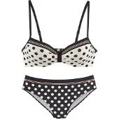 LASCANA Bikini mörkgul / svart / vit