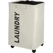 SmartaSaker Tvättkorg på hjul, Laundry, Ljusbeige