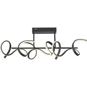 JUST LIGHT LED taklampa Curls, dimbar, Svart, Sovrum, Metall, Modern, LED-taklampa