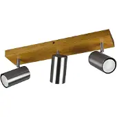 TRIO Lighting Marley takspotlight, matt nickel, 3 lampor Marley, dimbar, Ljust trä, Vardagsrum / matsal, Trä, Modern, Spotlight