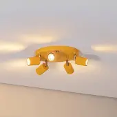 Luminex Fun takspotlight, gul, Ø 30 cm, justerbar, GU10 , dimbar, Gul / orange, Vardagsrum / matsal, Metall, Modern, Halogen spots