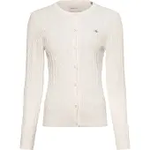 Gant för kvinnor. 4800103 Off-white stickad cardigan i ecru (XXL), Vit, Casual, Bomull