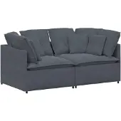 vidaXL Modulsoffa med dynor sammet mörkgrå