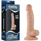 Lovetoy Real Extreme - G-punktsdildo med sugkopp och pung - 19 cm (naturell)