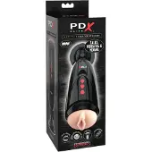 PDX Elite Dirty Talk - vibrerande konstgjord vagina masturbator (svart)