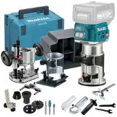 Makita RT001GZ13 batteridriven fräs, XGT, 6–8 mm, 10.000–31.000 v/min, AWS, XPT + tillbehör för spårfräsning + tillbehör för kantfräsning, Makpac nr 4, utan batteri och laddare!