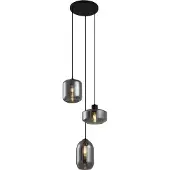 QAZQA Modern pendellampa svart med rökglas 3-ljus - Sheena