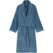 BOSS Cotton dressing gown with piping and embroidered branding