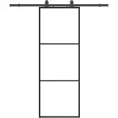 vidaXL Skjutdörr med beslag svart 76x205 cm ESG-glas