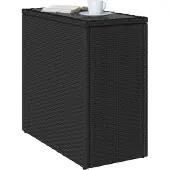 vidaXL Trädgårdsbord med glasskiva svart 58x27,5x55 cm konstrotting