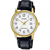Casio Klocka - - MTPV002GL-7B2 - Guldläder - Japansk kvarts - Vattentät 30m