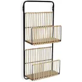 Jamon Väggställ - Flerfärgad - Metall och Rotting - 2 nivåer - 32x12x68 cm - Modern design svart