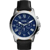 Fossil Herrklocka Kronograf - Läderarmband, Tre urtavlor, Business Casual Daglig användning FS4990 svart