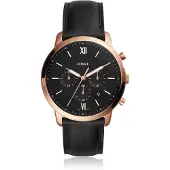 Fossil Townsman Automatisk Mörkbrun Läderklocka ME3098 black