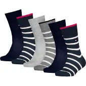 Tommy Hilfiger 6 Pack Breton Stripe Flag Embroidery Socks