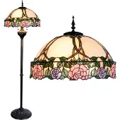 Clayre & Eef Tiffany golvlampa EMILY, Multifärgad, Vardagsrum / matsal, Glas, Tiffany, Golvlampa