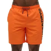 Superdry för män. M3010248A 43,2 cm baddräkt med orange sportgrafik (S), Strandkläder, Återvunnen polyester, Hållbar