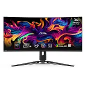 MSI MAG 341CQP QD-OLED - OLED-monitor - spel - böjd - 34.2 (34.18 visbar) - 3440 x 1440 UWQHD @ 175 Hz - 1000 cd/m² - 1500000:1 - 0.03 ms - 2xHDMI, DisplayPort, USB-C - hörlur - svart
