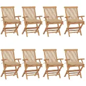 vidaXL Trädgårdsstolar med beige dynor 8 st massiv teak