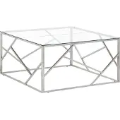 vidaXL Soffbord silver rostfritt stål och härdat glas