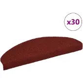 vidaXL Trappmattor självhäftande 30 st 65x21x4 cm bordeauxröd halvrunda stora