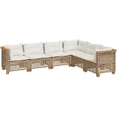 vidaXL Soffgrupp för trädgården med dynor 6 delar beige konstrotting