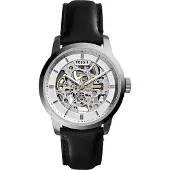 Fossil Herrklocka Kvarts Läder Trevisare Rostfritt Stålboett/Repbeständigt Glas ME3085 silver