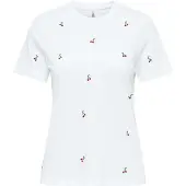 ONLY T-shirt 'ONLKetty' grön / karminröd / vit