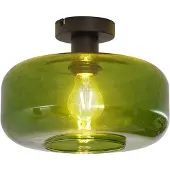 QAZQA Retro taklampa svart med grönt glas - Bizle