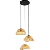QAZQA Bohemisk pendellampa svart med bambu 3-ljus - Lily
