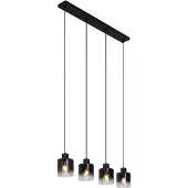 QAZQA Modern pendellampa svart med rökglas 4-ljus - Dame